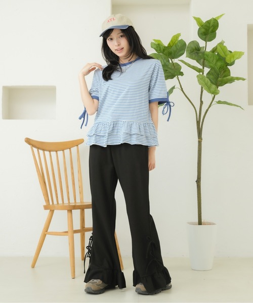 kutir(クティール)の「リボンフリルワッフルフレアパンツ(その他パンツ・レディース・ネイビー/ナチュラル/ブラック/ブラック系その他/チャコールグレー/アイボリー・SMALL/MEDIUM)」の10枚目の写真