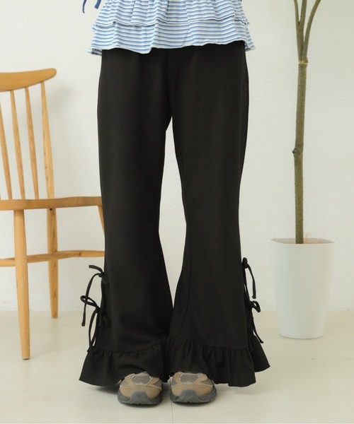 kutir(クティール)の「リボンフリルワッフルフレアパンツ(その他パンツ・レディース・ネイビー/ナチュラル/ブラック/ブラック系その他/チャコールグレー/アイボリー・SMALL/MEDIUM)」の7枚目の写真