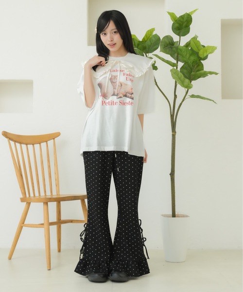 kutir(クティール)の「リボンフリルワッフルフレアパンツ(その他パンツ・レディース・ネイビー/ナチュラル/ブラック/ブラック系その他/チャコールグレー/アイボリー・SMALL/MEDIUM)」の16枚目の写真