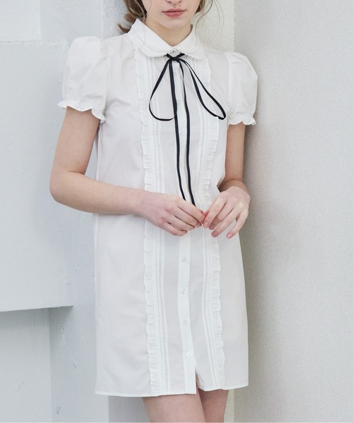 etre loin(エトルワン)の「ピンタックミニシャツワンピース / Pintuck mini shirt dress(シャツワンピース・レディース・ピンク/ブルー/ホワイト・M)」の13枚目の写真