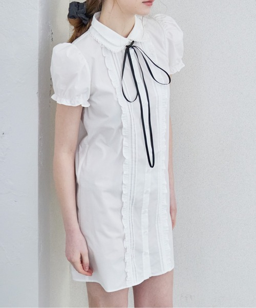 etre loin(エトルワン)の「ピンタックミニシャツワンピース / Pintuck mini shirt dress(シャツワンピース・レディース・ピンク/ブルー/ホワイト・M)」の15枚目の写真