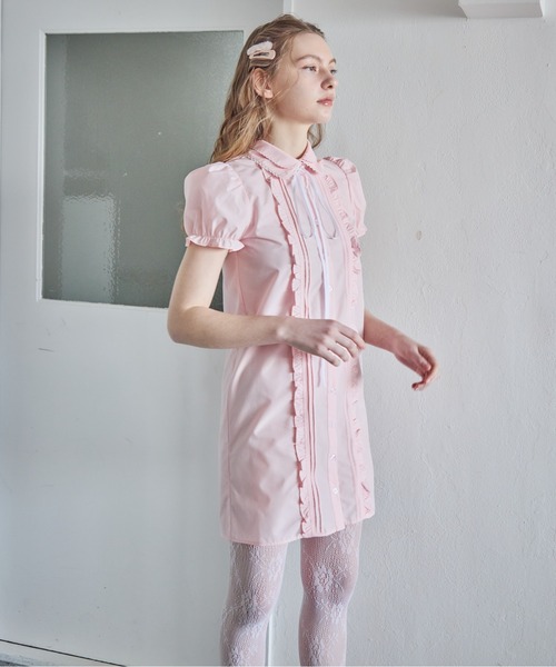 etre loin(エトルワン)の「ピンタックミニシャツワンピース / Pintuck mini shirt dress(シャツワンピース・レディース・ピンク/ブルー/ホワイト・M)」の10枚目の写真