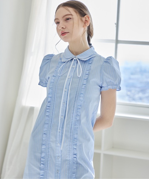 etre loin(エトルワン)の「ピンタックミニシャツワンピース / Pintuck mini shirt dress(シャツワンピース・レディース・ピンク/ブルー/ホワイト・M)」の11枚目の写真