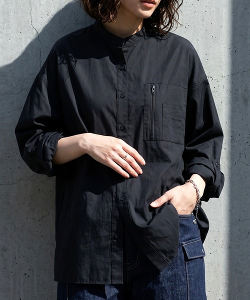 antiqua(アンティカ)の「オーバーサイズ 綿混 シャツ(シャツ/ブラウス・レディース・ホワイト/ブルー/ブラック・R/P)」の1枚目の写真