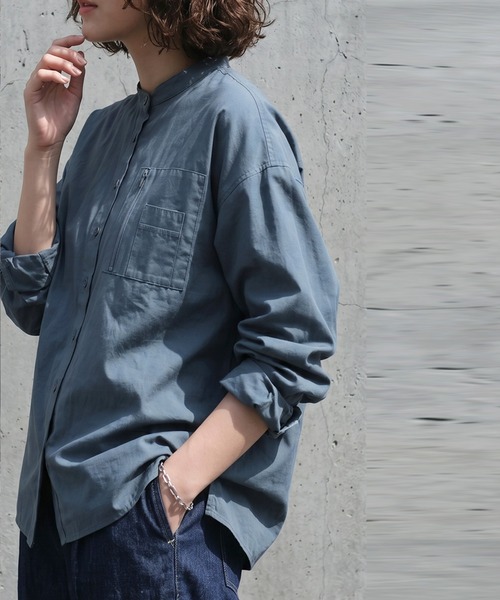antiqua(アンティカ)の「オーバーサイズ 綿混 シャツ(シャツ/ブラウス・レディース・ホワイト/ブルー/ブラック・R/P)」の6枚目の写真