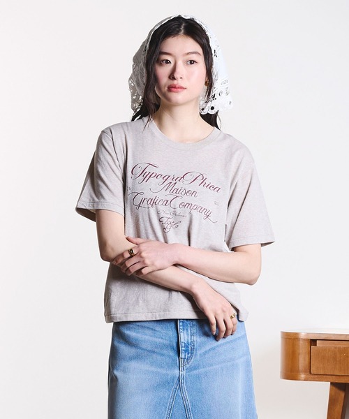 ROSE BUD（ローズバッド）の「(mag.by c)LOGO S/S TEE（Tシャツ/カットソー・レディース・ベージュ/ライトピンク/ネイビー・ONE SIZE）」の4枚目の写真
