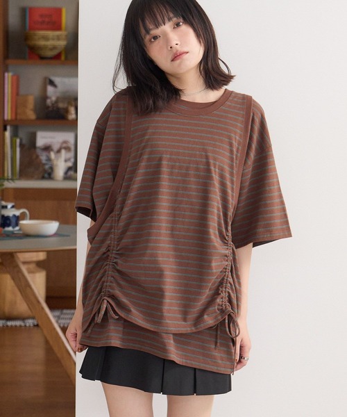 PBLIM（ページボーイリム）の「《UNISEX》レイヤードボーダーT 取り外し可能 / 2WAY / セットアイテム（Tシャツ/カットソー・レディース・ブラウン系/ネイビー系・FREE）」の3枚目の写真
