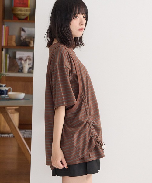 PBLIM（ページボーイリム）の「《UNISEX》レイヤードボーダーT 取り外し可能 / 2WAY / セットアイテム（Tシャツ/カットソー・レディース・ブラウン系/ネイビー系・FREE）」の4枚目の写真