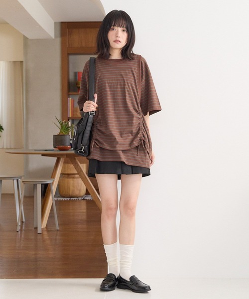 PBLIM（ページボーイリム）の「《UNISEX》レイヤードボーダーT 取り外し可能 / 2WAY / セットアイテム（Tシャツ/カットソー・レディース・ブラウン系/ネイビー系・FREE）」の6枚目の写真