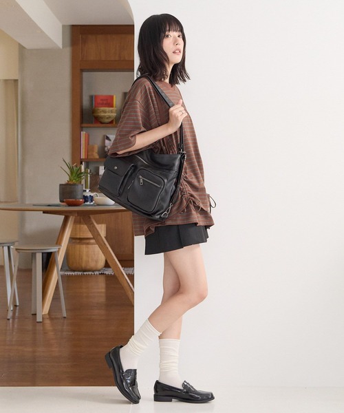 PBLIM（ページボーイリム）の「《UNISEX》レイヤードボーダーT 取り外し可能 / 2WAY / セットアイテム（Tシャツ/カットソー・レディース・ブラウン系/ネイビー系・FREE）」の7枚目の写真