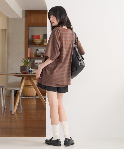 PBLIM（ページボーイリム）の「《UNISEX》レイヤードボーダーT 取り外し可能 / 2WAY / セットアイテム（Tシャツ/カットソー・レディース・ブラウン系/ネイビー系・FREE）」の8枚目の写真