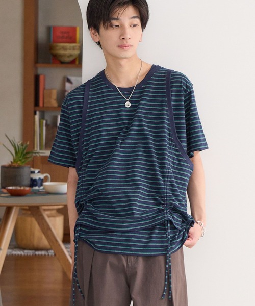 PBLIM（ページボーイリム）の「《UNISEX》レイヤードボーダーT 取り外し可能 / 2WAY / セットアイテム（Tシャツ/カットソー・レディース・ブラウン系/ネイビー系・FREE）」の9枚目の写真