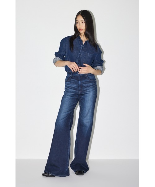 MOUSSY（マウジー）の「【美脚見えデニム】【SNSで話題！】ADVANCED LONG LEG FLARE（デニムパンツ・レディース・ブルー/ワンウォッシュ/ダークブルー・23inch/24inch/25inch/26inch/27inch）」の18枚目の写真