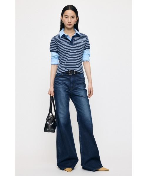 MOUSSY（マウジー）の「【美脚見えデニム】【SNSで話題！】ADVANCED LONG LEG FLARE（デニムパンツ・レディース・ブルー/ワンウォッシュ/ダークブルー・23inch/24inch/25inch/26inch/27inch）」の19枚目の写真
