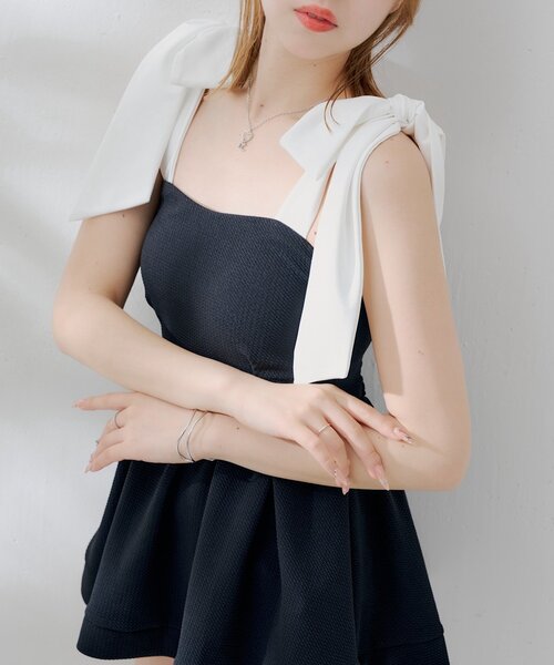 セール】【水着/トップス】肩リボンペプラムトップス（水着）｜Chico
