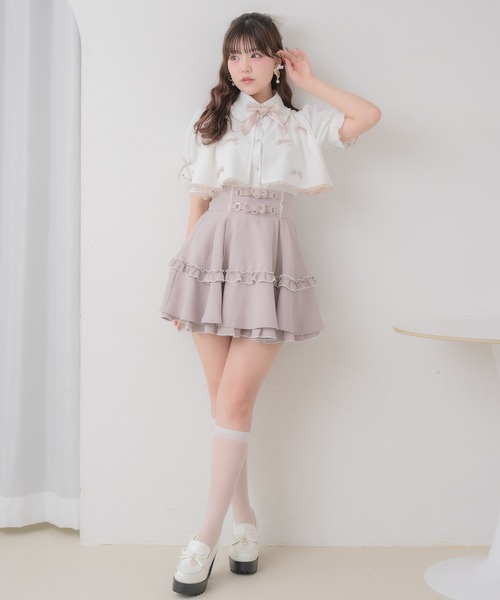 ROJITA(ロジータ)の「プチリボンヨークフレア半袖ブラウス(シャツ/ブラウス・レディース・ブラック/ホワイト/ピンク・FREE)」の4枚目の写真