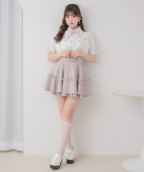 ROJITA(ロジータ)の「プチリボンヨークフレア半袖ブラウス(シャツ/ブラウス・レディース・ブラック/ホワイト/ピンク・FREE)」の5枚目の写真