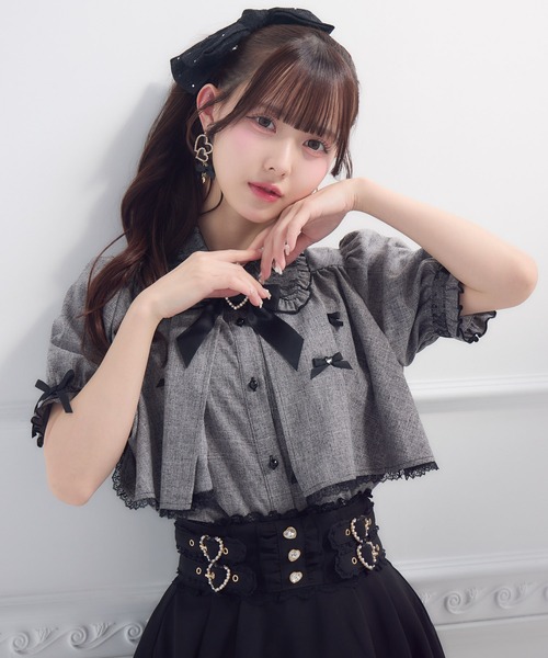 ROJITA(ロジータ)の「プチリボンヨークフレア半袖ブラウス(シャツ/ブラウス・レディース・ブラック/ホワイト/ピンク・FREE)」の10枚目の写真