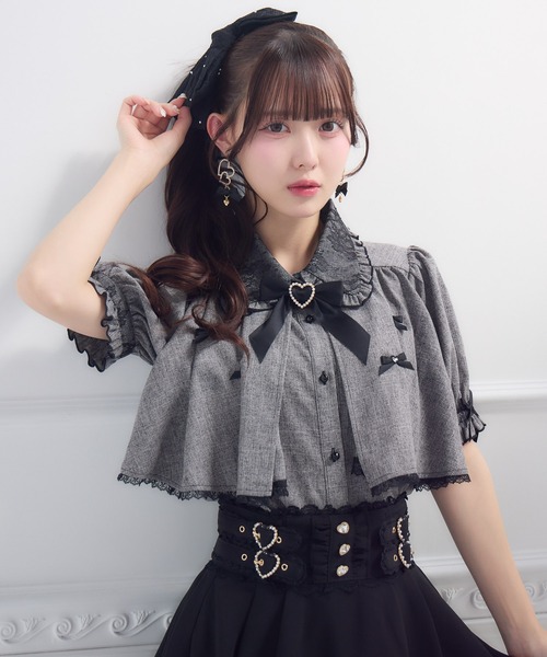 ROJITA(ロジータ)の「プチリボンヨークフレア半袖ブラウス(シャツ/ブラウス・レディース・ブラック/ホワイト/ピンク・FREE)」の12枚目の写真