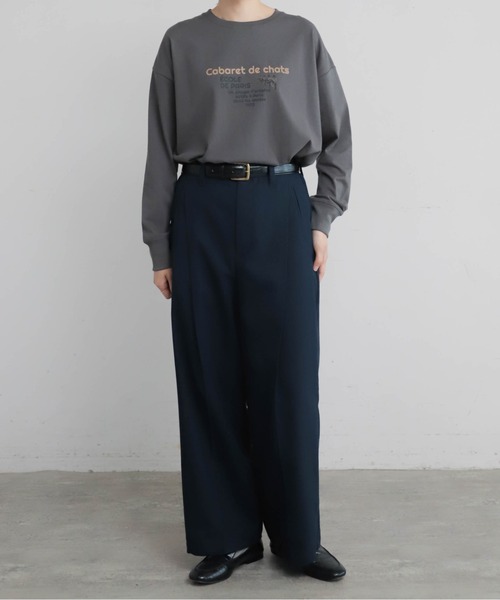 Blanc Bleu Minuit(ブランブルーミニュイ)の「キャッツキャバレープリント クルーネックTEE(Tシャツ/カットソー・レディース・グレー/ホワイト・FREE)」の4枚目の写真