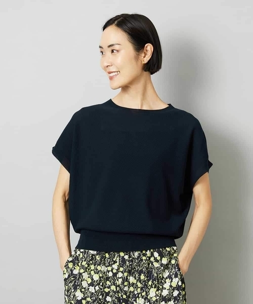 MICHEL KLEIN（ミッシェル・クラン）の「ホールガーメント(R)フレンチスリーブニット（ニット/セーター・レディース・ライトグレー/モカ/イエロー/ネイビー・38/40）」の4枚目の写真