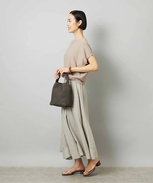 MICHEL KLEIN（ミッシェル・クラン）の「ホールガーメント(R)フレンチスリーブニット（ニット/セーター・レディース・ライトグレー/モカ/イエロー/ネイビー・38/40）」の16枚目の写真