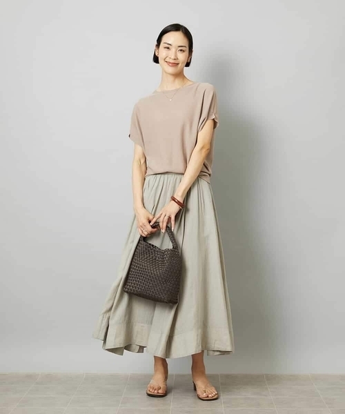 MICHEL KLEIN（ミッシェル・クラン）の「ホールガーメント(R)フレンチスリーブニット（ニット/セーター・レディース・ライトグレー/モカ/イエロー/ネイビー・38/40）」の17枚目の写真