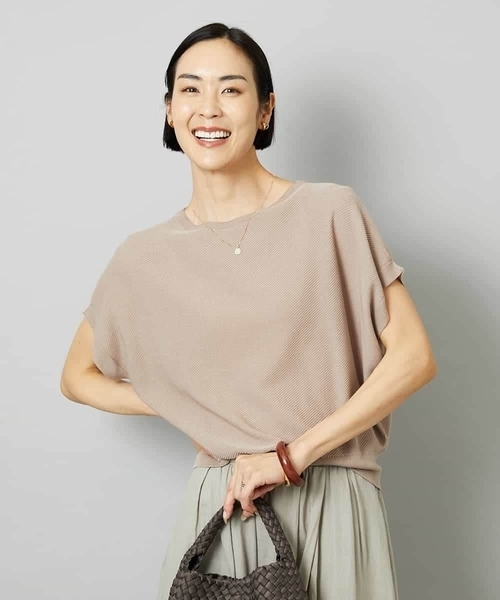 MICHEL KLEIN（ミッシェル・クラン）の「ホールガーメント(R)フレンチスリーブニット（ニット/セーター・レディース・ライトグレー/モカ/イエロー/ネイビー・38/40）」の14枚目の写真