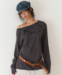 LOOSE FIT UNBALANCE LS TEE(W) CHARCOAL