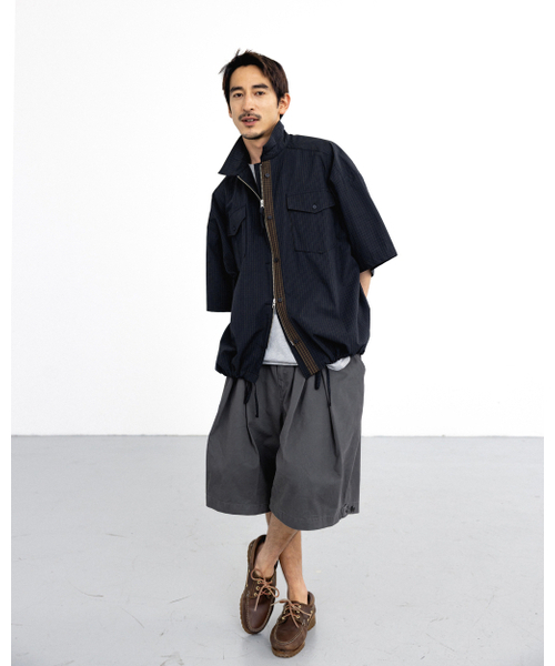 ANGLAN(アングラン)の「Check Zip-Up Half Shirt - Navy(シャツ/ブラウス・メンズ・その他・1/2)」の6枚目の写真
