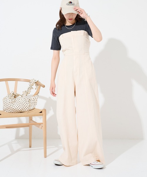 Dickies(ディッキーズ)の「【Dickies】ピグメントベアオールインワン 5187-4412 MNY(つなぎ/オールインワン・レディース・ブラック/ホワイト/グリーン・M/L)」の1枚目の写真