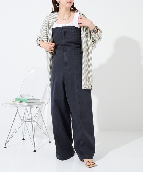Dickies(ディッキーズ)の「【Dickies】ピグメントベアオールインワン 5187-4412 MNY(つなぎ/オールインワン・レディース・ブラック/ホワイト/グリーン・M/L)」の2枚目の写真
