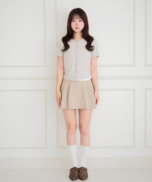 ALLuRing ChaRm(アリュリングチャーム)の「Strappy Striped Mini Skirt / ストラップ付きストライプミニスカート(スカート・レディース・グレー/ベージュ・FREE)」の14枚目の写真