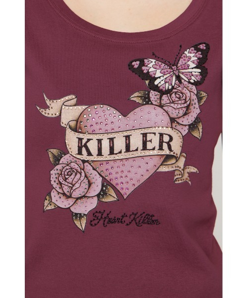 SLY(スライ)の「HEART PRINT CUT TOPS ハートプリントカットトップス 夏服 秋服(Tシャツ/カットソー・レディース・ブラック/ブラウン/スモークピンク・FREE)」の19枚目の写真