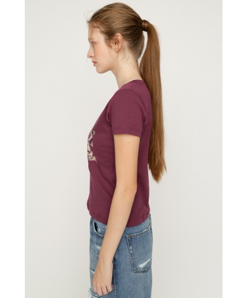 SLY(スライ)の「HEART PRINT CUT TOPS ハートプリントカットトップス 夏服 秋服(Tシャツ/カットソー・レディース・ブラック/ブラウン/スモークピンク・FREE)」の17枚目の写真