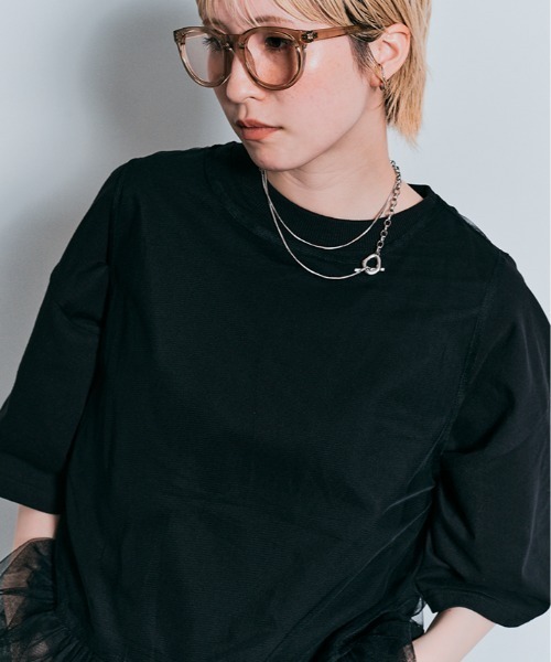 W:Huku（フーク）の「コスモ バックプリント ショート丈 Tシャツ / Cosmo Back-Printed Short-Sleeve T-Shirt（Tシャツ/カットソー・レディース・オフホワイト/ブラック・FREE）」の6枚目の写真
