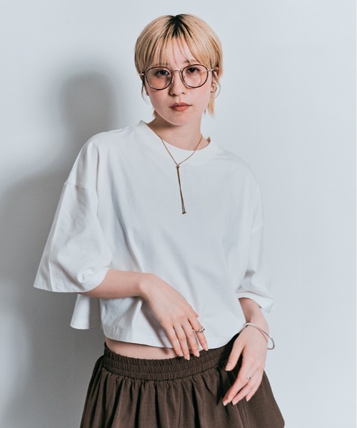 W:Huku（フーク）の「コスモ バックプリント ショート丈 Tシャツ / Cosmo Back-Printed Short-Sleeve T-Shirt（Tシャツ/カットソー・レディース・オフホワイト/ブラック・FREE）」の10枚目の写真