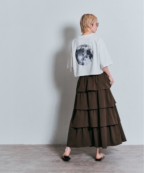 W:Huku（フーク）の「コスモ バックプリント ショート丈 Tシャツ / Cosmo Back-Printed Short-Sleeve T-Shirt（Tシャツ/カットソー・レディース・オフホワイト/ブラック・FREE）」の11枚目の写真
