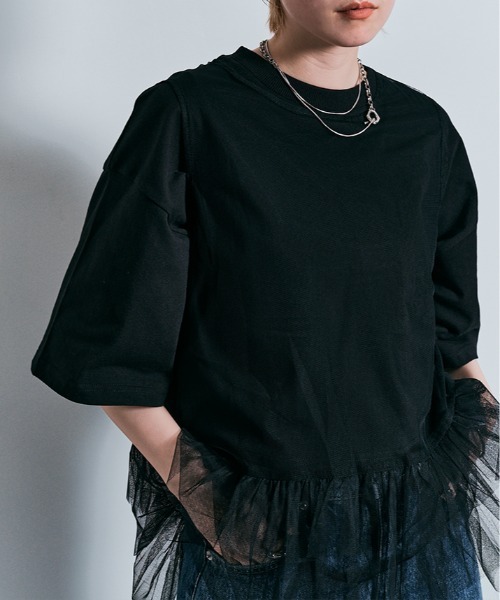 W:Huku（フーク）の「コスモ バックプリント ショート丈 Tシャツ / Cosmo Back-Printed Short-Sleeve T-Shirt（Tシャツ/カットソー・レディース・オフホワイト/ブラック・FREE）」の12枚目の写真