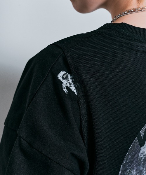 W:Huku（フーク）の「コスモ バックプリント ショート丈 Tシャツ / Cosmo Back-Printed Short-Sleeve T-Shirt（Tシャツ/カットソー・レディース・オフホワイト/ブラック・FREE）」の14枚目の写真