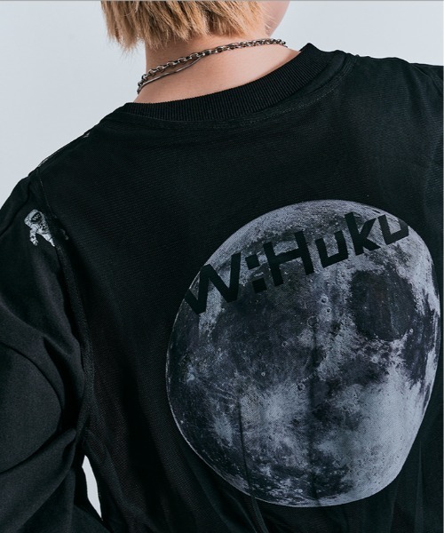 W:Huku（フーク）の「コスモ バックプリント ショート丈 Tシャツ / Cosmo Back-Printed Short-Sleeve T-Shirt（Tシャツ/カットソー・レディース・オフホワイト/ブラック・FREE）」の17枚目の写真