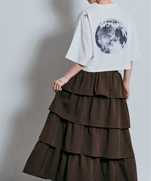 W:Huku（フーク）の「コスモ バックプリント ショート丈 Tシャツ / Cosmo Back-Printed Short-Sleeve T-Shirt（Tシャツ/カットソー・レディース・オフホワイト/ブラック・FREE）」の18枚目の写真