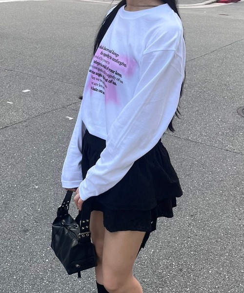 tunee(チュニー)の「バレエコアリボンプリントロンT/長袖Tシャツ(hsyd)(Tシャツ/カットソー・レディース・A/ホワイト・LARGE/MEDIUM)」の4枚目の写真