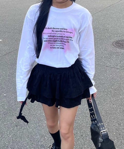 tunee(チュニー)の「バレエコアリボンプリントロンT/長袖Tシャツ(hsyd)(Tシャツ/カットソー・レディース・A/ホワイト・LARGE/MEDIUM)」の7枚目の写真