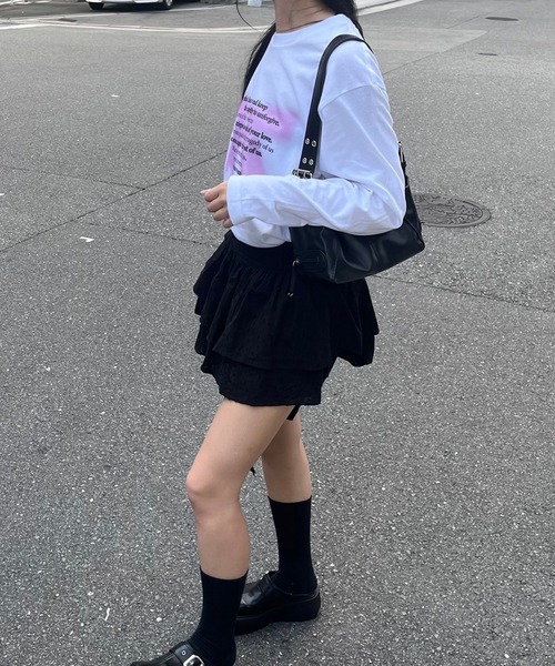tunee(チュニー)の「バレエコアリボンプリントロンT/長袖Tシャツ(hsyd)(Tシャツ/カットソー・レディース・A/ホワイト・LARGE/MEDIUM)」の8枚目の写真