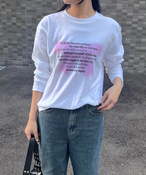 tunee(チュニー)の「バレエコアリボンプリントロンT/長袖Tシャツ(hsyd)(Tシャツ/カットソー・レディース・A/ホワイト・LARGE/MEDIUM)」の10枚目の写真
