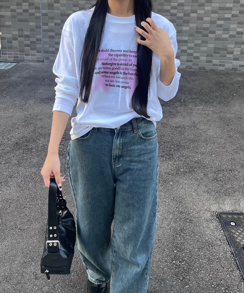 tunee(チュニー)の「バレエコアリボンプリントロンT/長袖Tシャツ(hsyd)(Tシャツ/カットソー・レディース・A/ホワイト・LARGE/MEDIUM)」の11枚目の写真