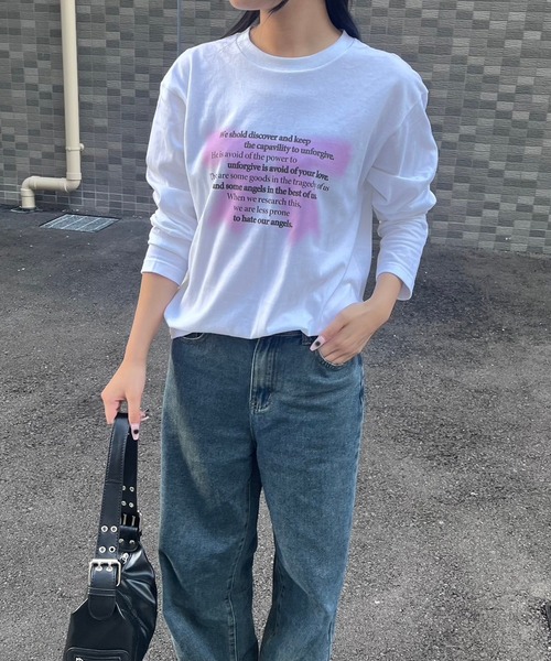tunee(チュニー)の「バレエコアリボンプリントロンT/長袖Tシャツ(hsyd)(Tシャツ/カットソー・レディース・A/ホワイト・LARGE/MEDIUM)」の12枚目の写真