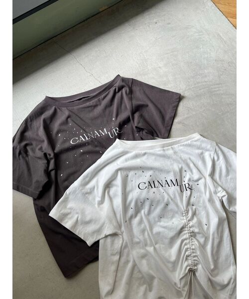 CALNAMUR(カルナムール)の「ワンショルTシャツ(Tシャツ/カットソー・レディース・チャコールグレー/ホワイト・FREE)」の4枚目の写真