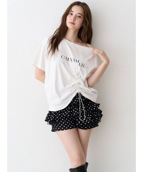 CALNAMUR(カルナムール)の「ワンショルTシャツ(Tシャツ/カットソー・レディース・チャコールグレー/ホワイト・FREE)」の5枚目の写真